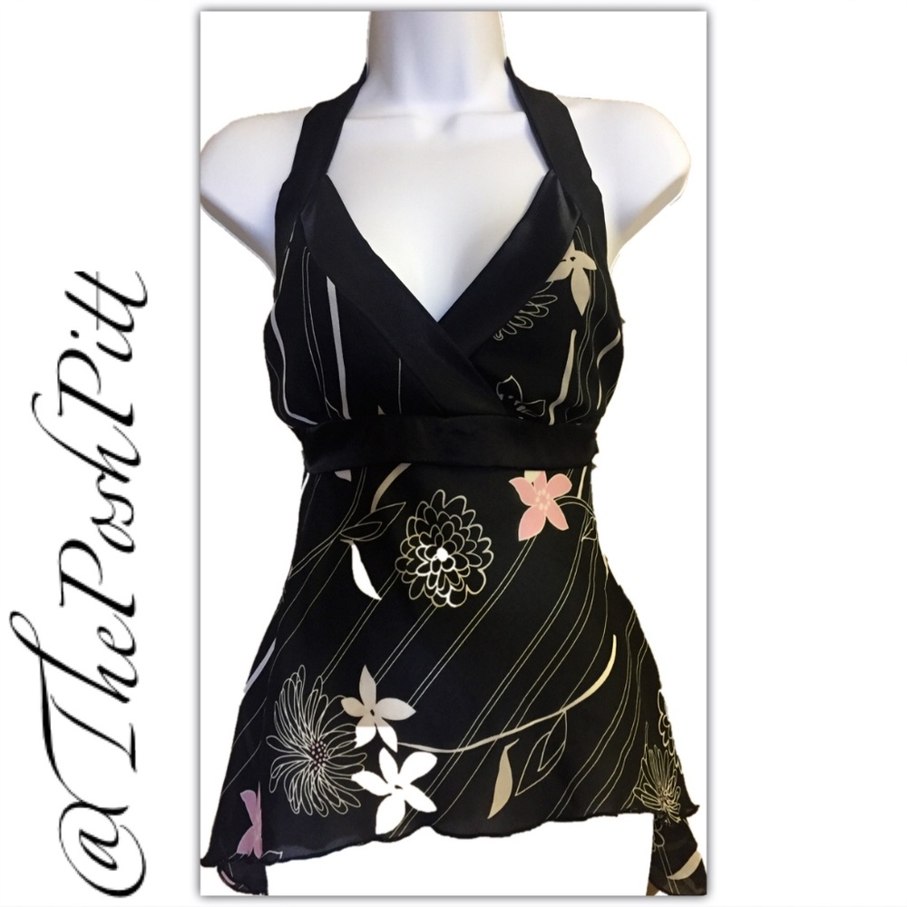 Papaya Ornate Black, Pink & White Floral Halter